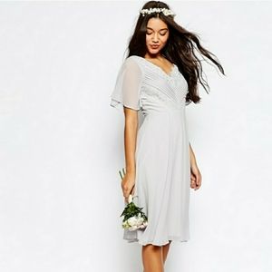 ASOS Lace Flutter Sleeve Chiffon Midi Dress